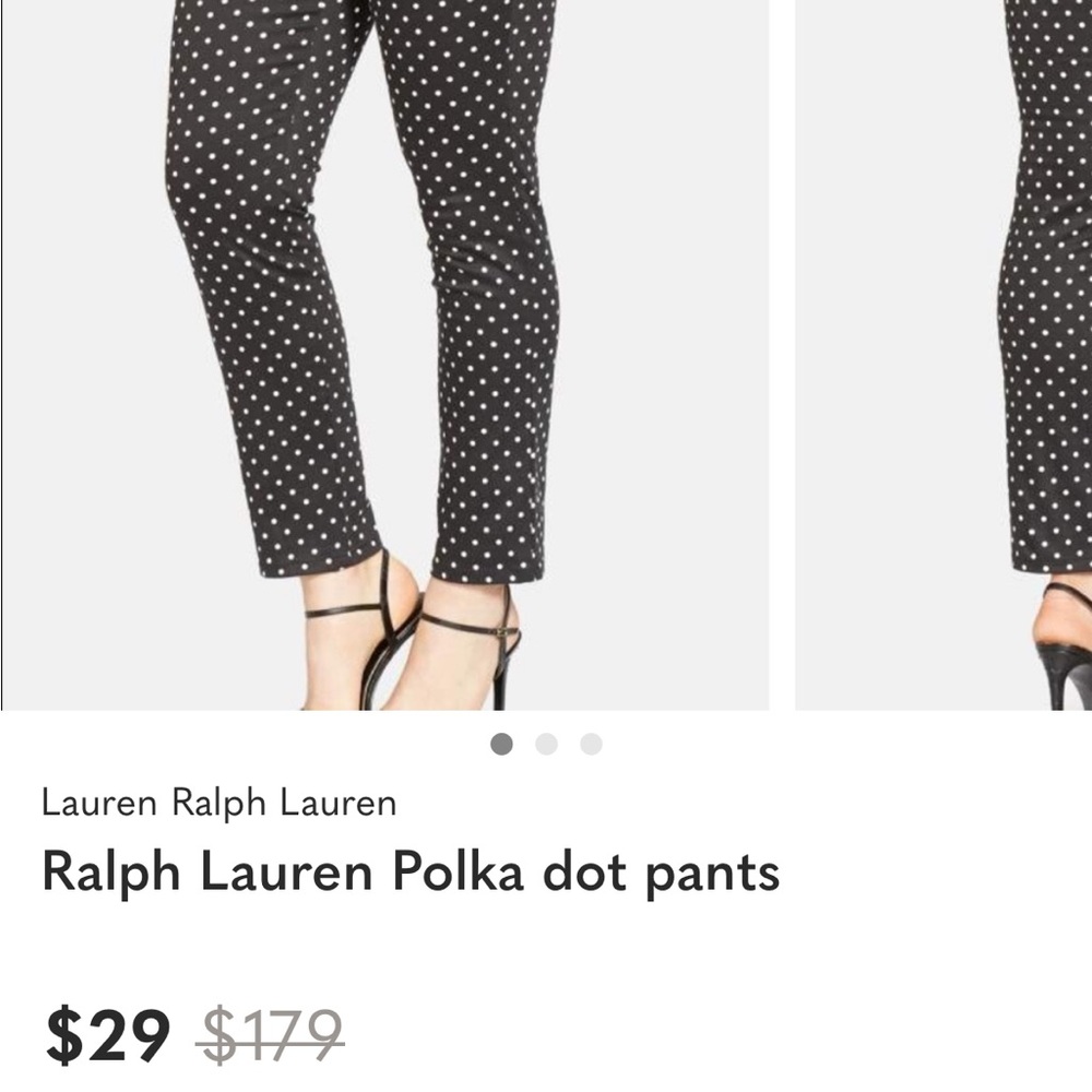Lauren Ralph Lauren Navy Polka Dot Straight Leg Pants - Picture 6 of 6
